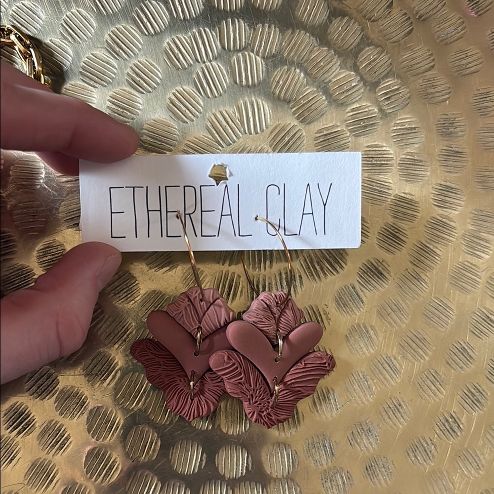 Ethereal Clay Pink Leaf Earrings